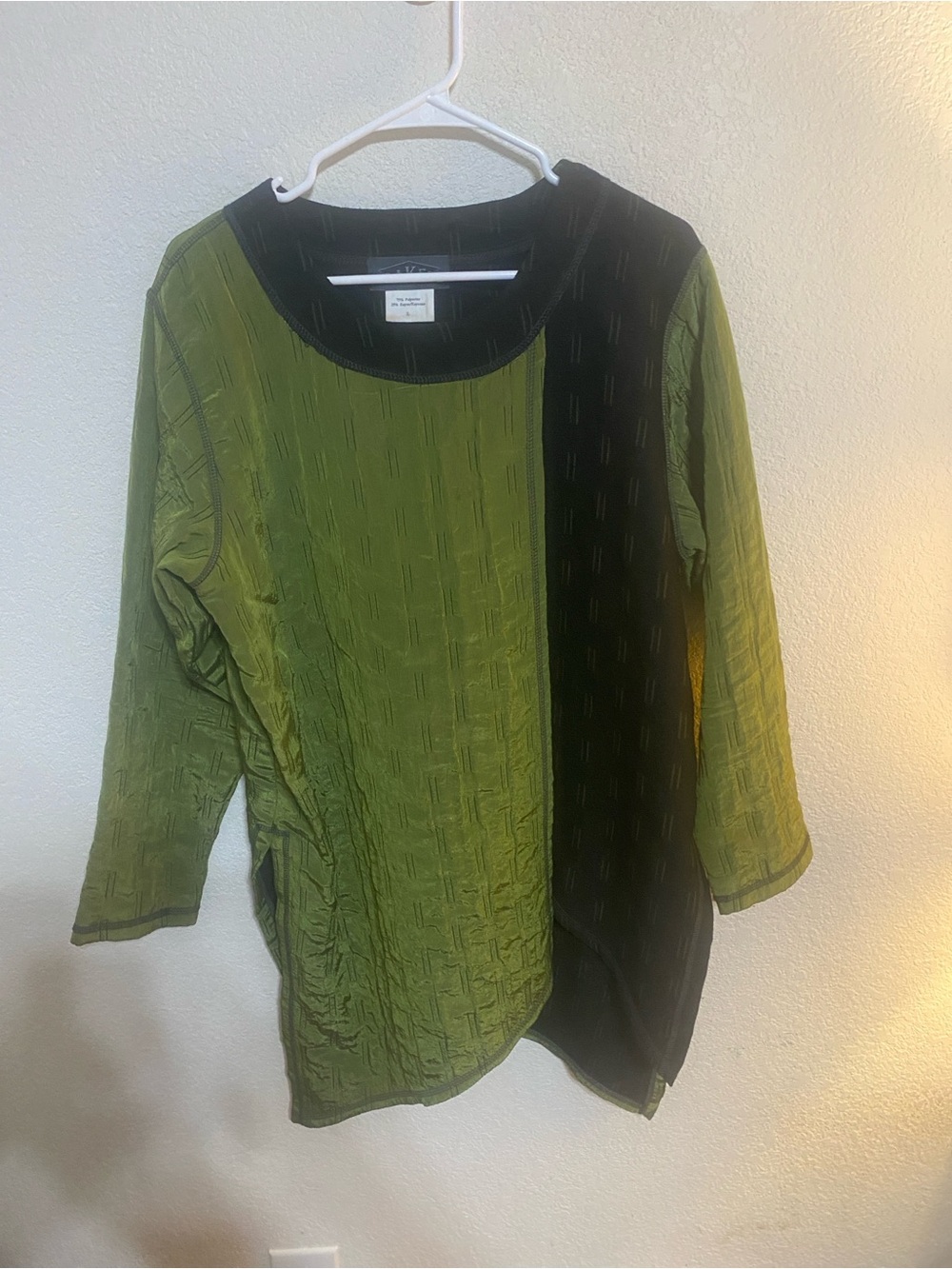Vintage Olive Green and Black Women’s Colorblock Tunic Top and skirt set